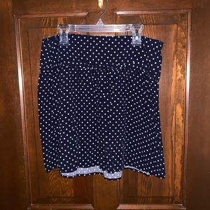 Basic Navy & White Polka Dot Mini Skirt